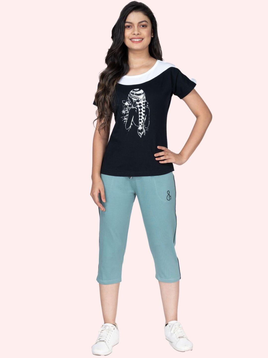 styleaone women printed t-shirt with capris