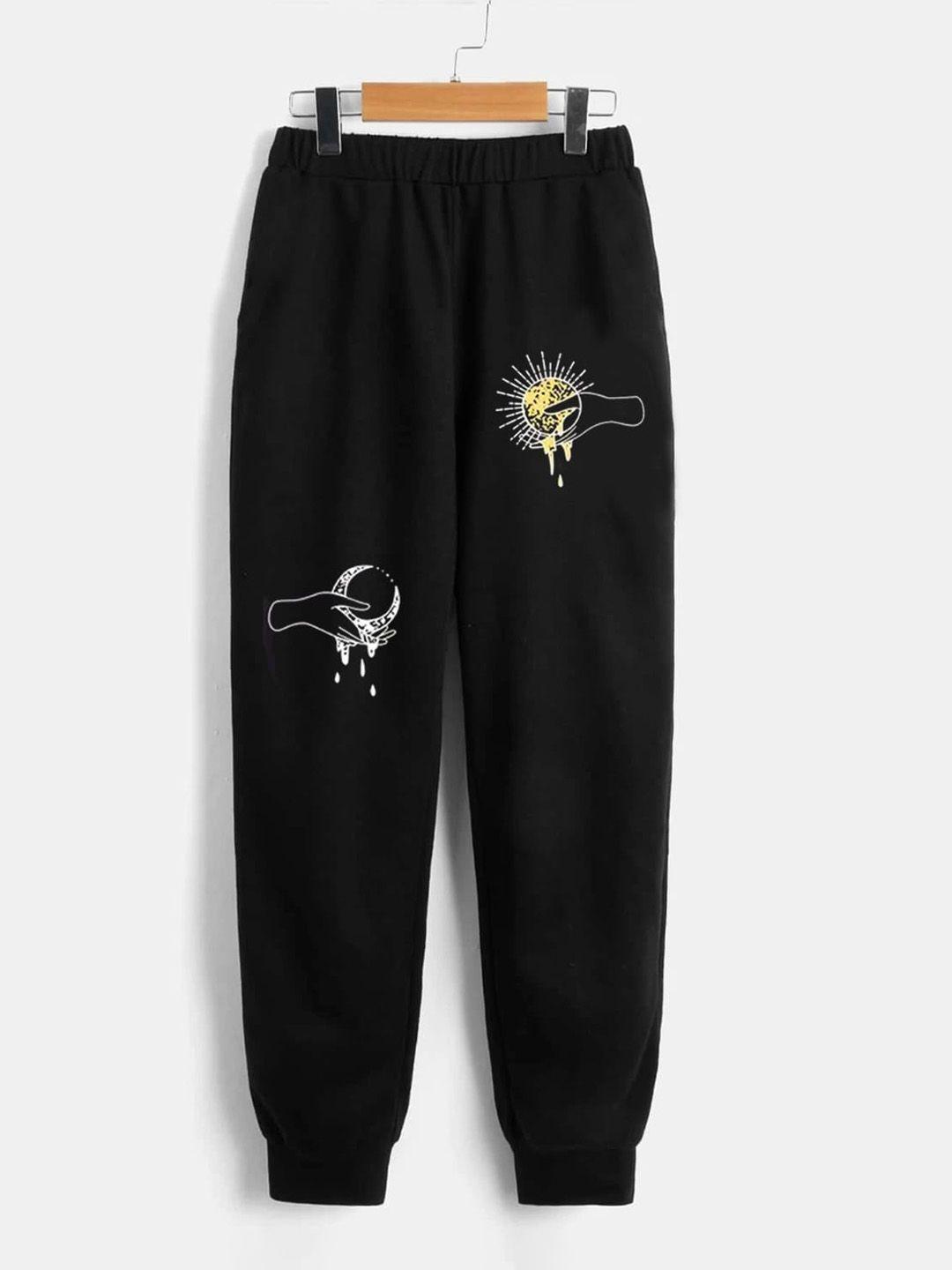stylecast boys black graphic printed mid-rise jogger trouser