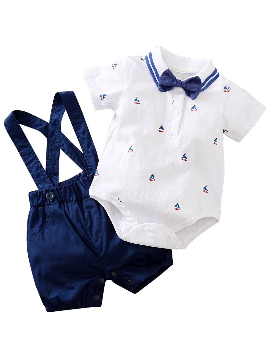 stylecast boys blue & white printed t-shirt with shorts