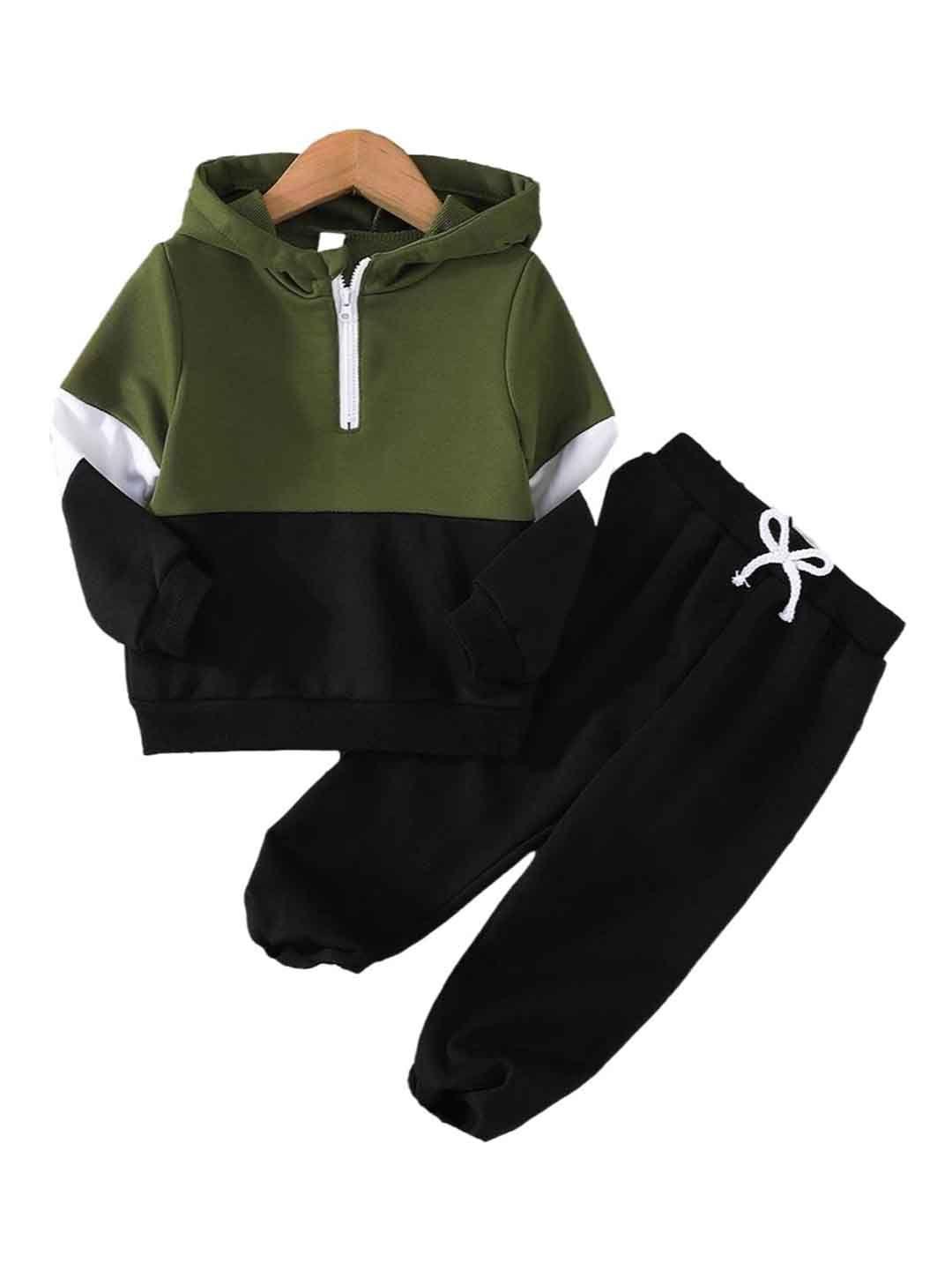 stylecast boys green & black colourblocked hooded t-shirt with pyjamas