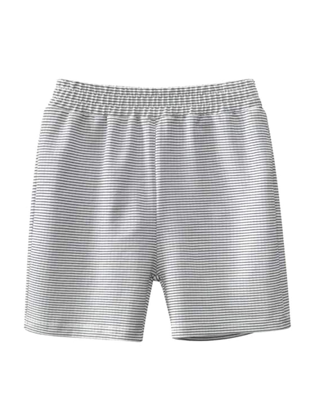stylecast boys grey mid-rise striped rapid-dry cotton shorts