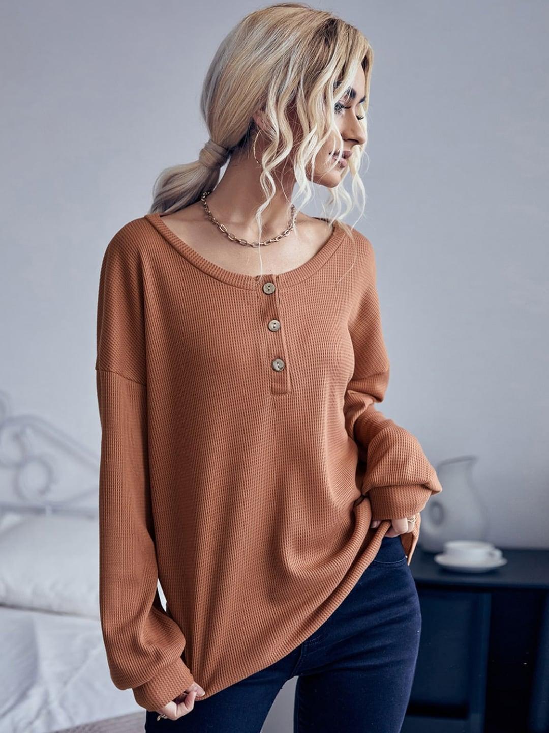 stylecast brown ribbed longline pullover