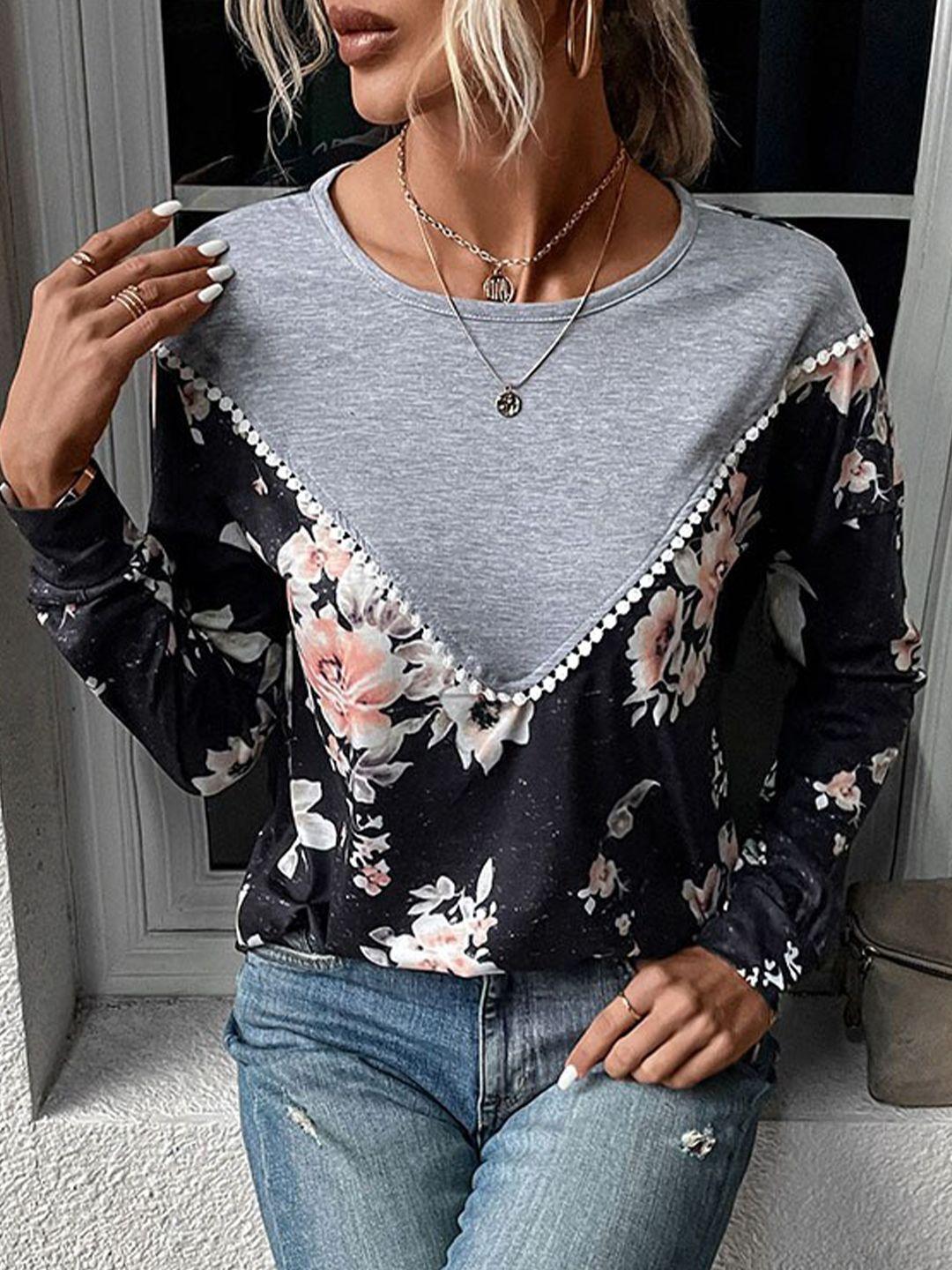 stylecast floral printed cuffed sleeves top