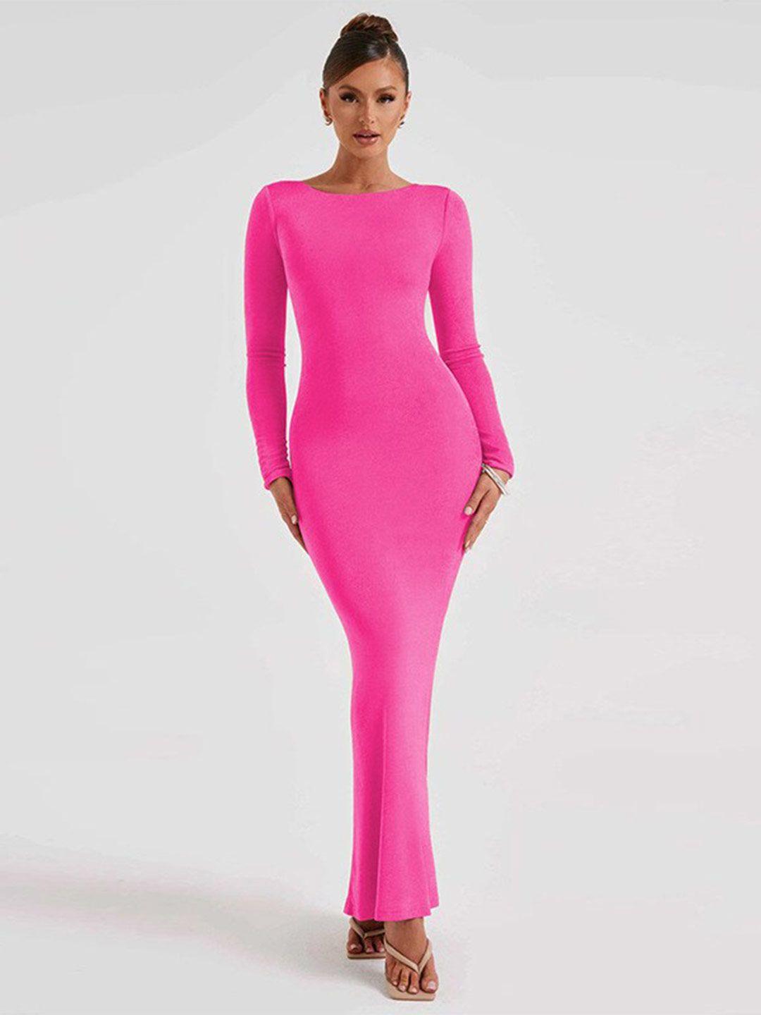 stylecast fuchsia & rose bonbon bodycon maxi dress