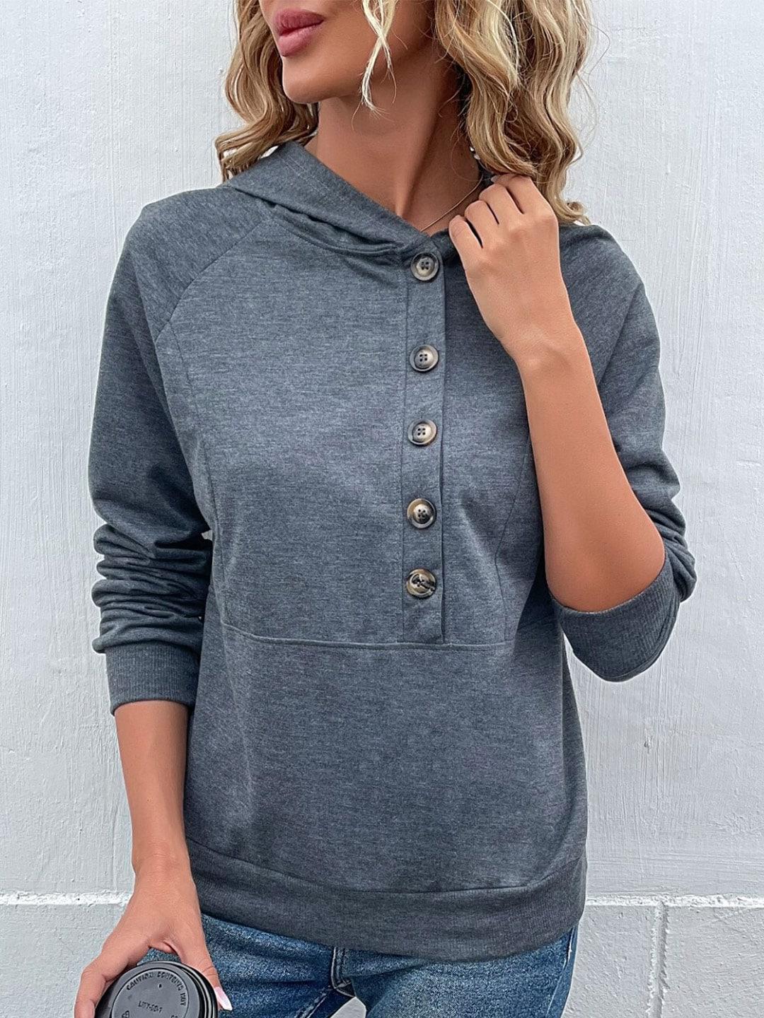 stylecast grey hooded raglan sleeves regular top