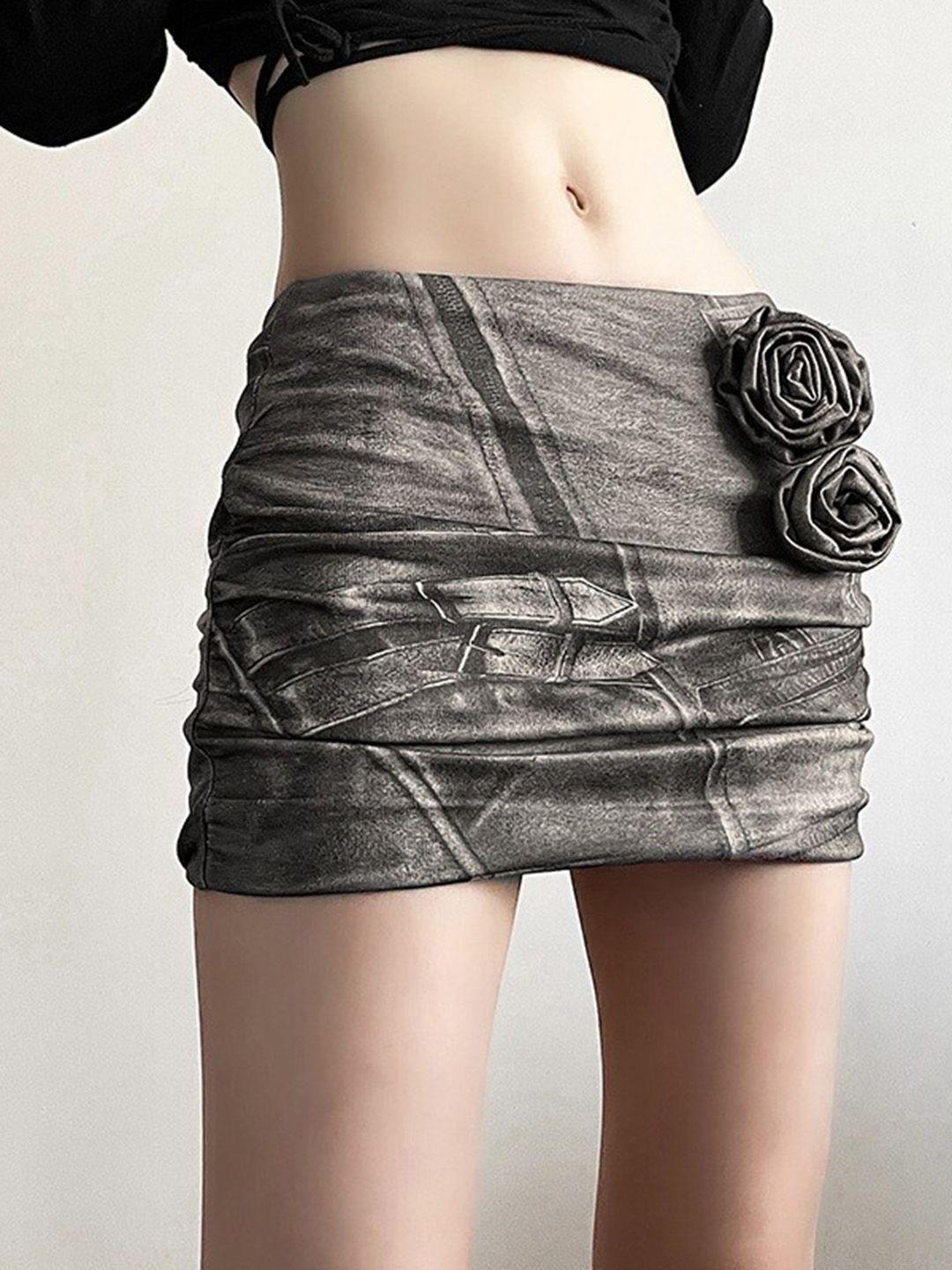 stylecast grey printed pencil mini skirt