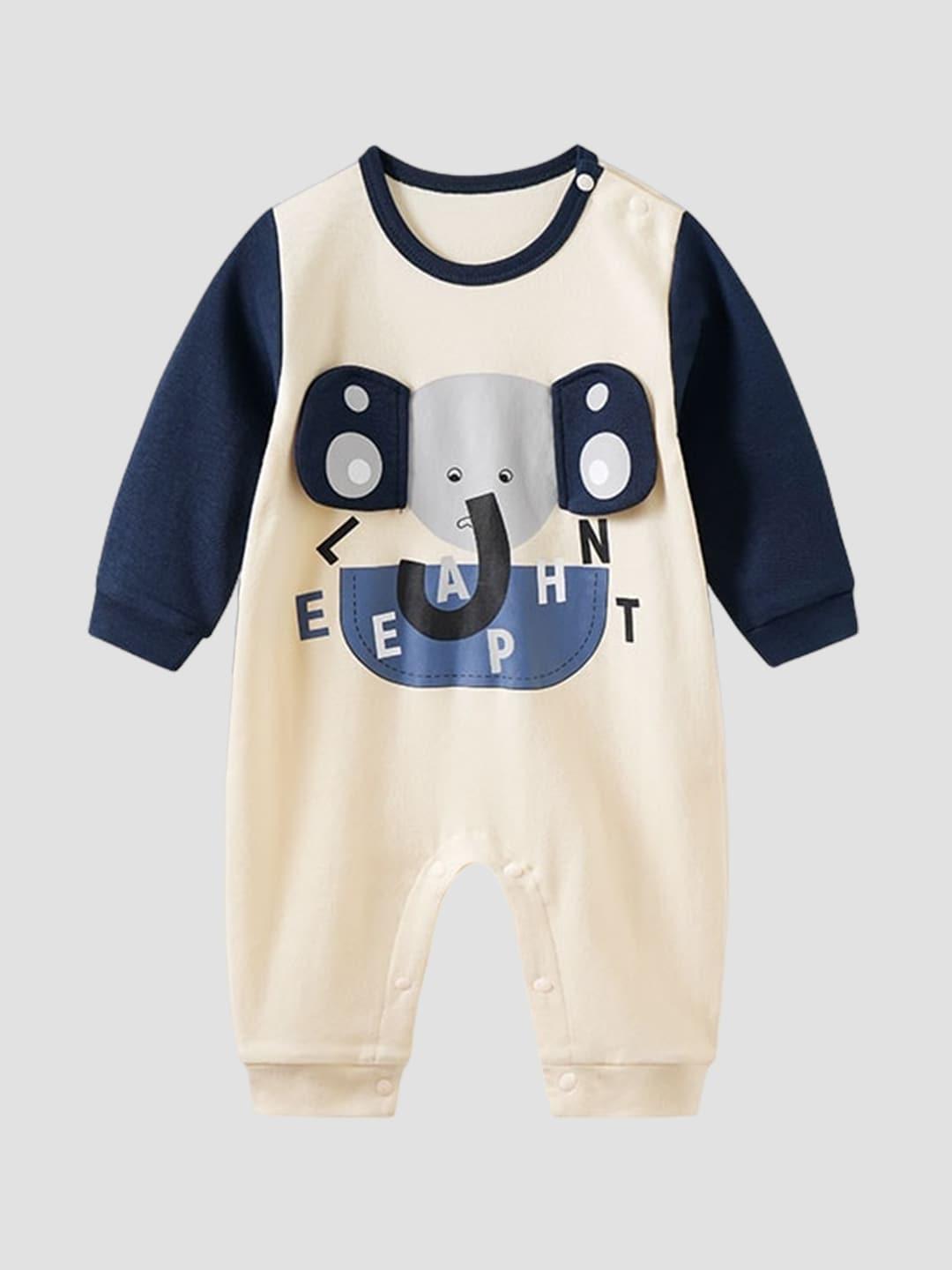 stylecast infant boys beige printed cotton rompers
