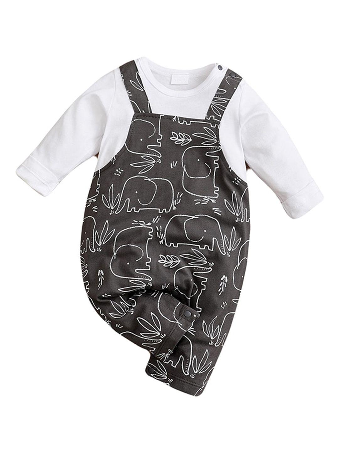 stylecast infant boys black & white printed cotton rompers