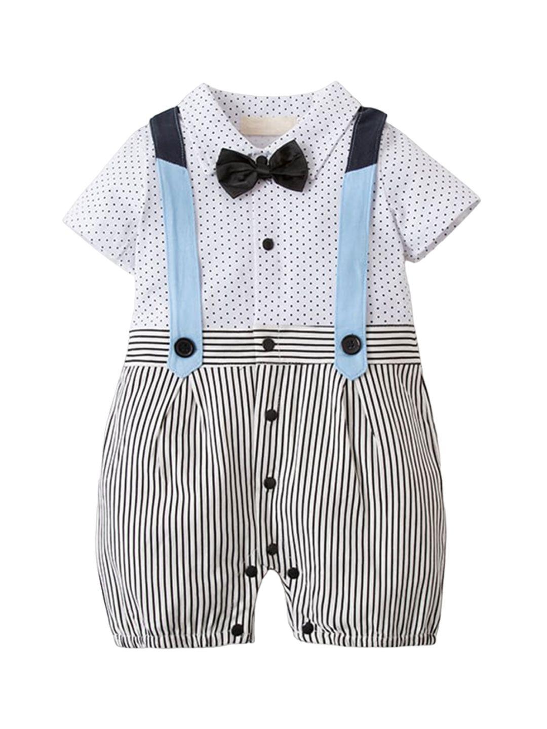 stylecast-infant-boys-black-&-white-striped-cotton-rompers