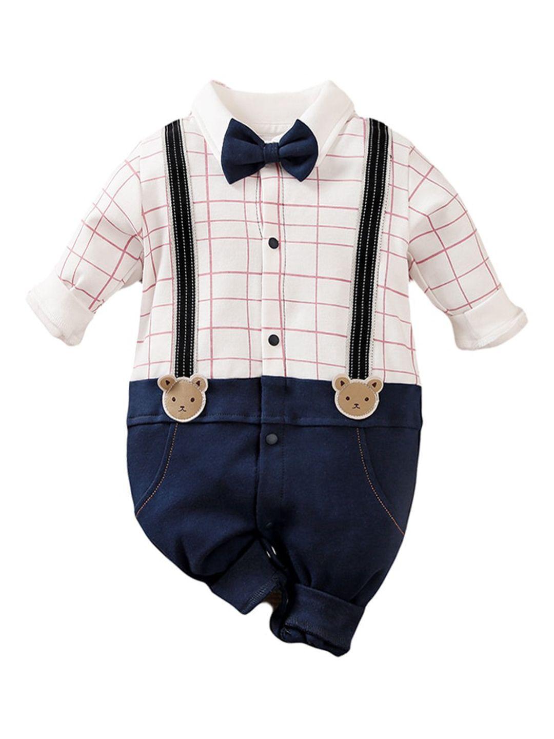 stylecast infant boys checked pure cotton rompers
