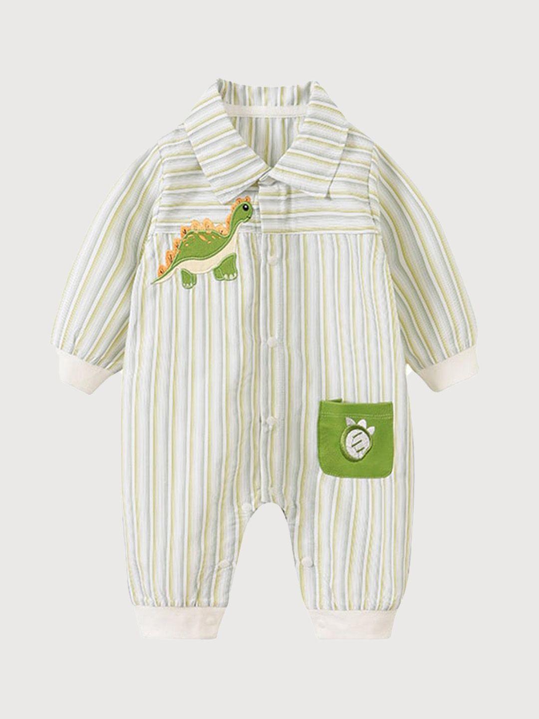stylecast infant boys green & white striped rompers