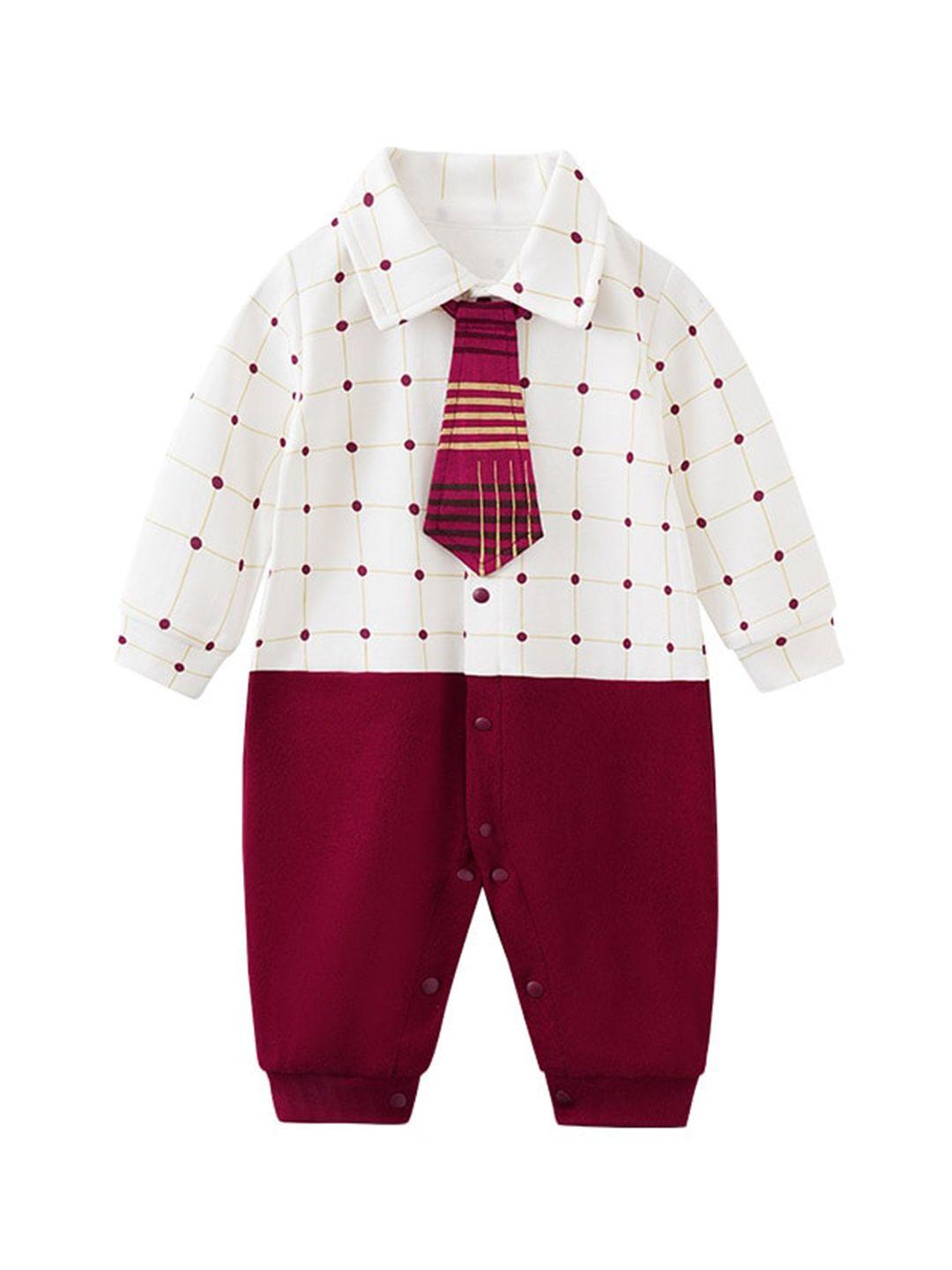 stylecast infant boys red checked cotton rompers