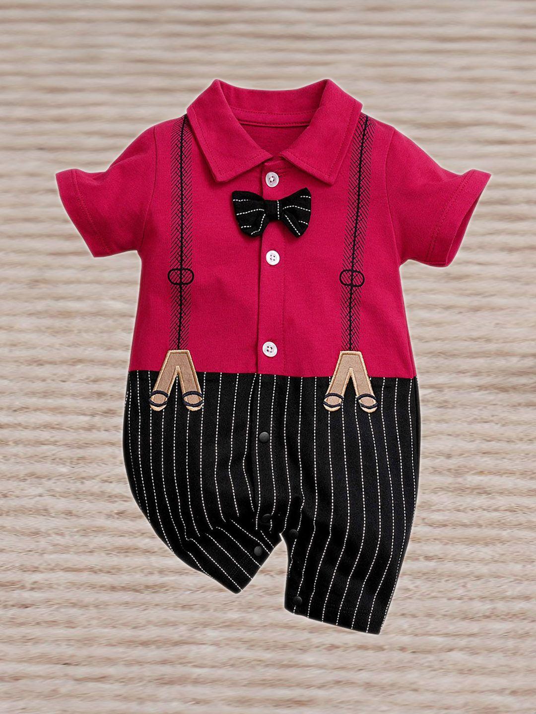 stylecast infant boys red striped cotton romper