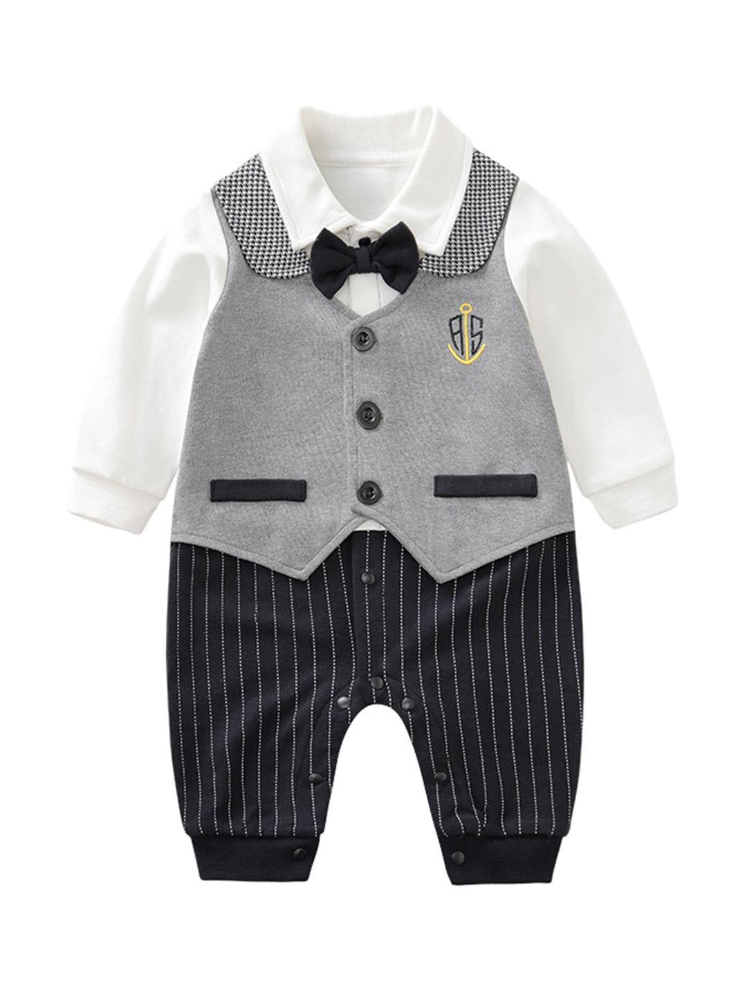 stylecast infant boys striped cotton rompers