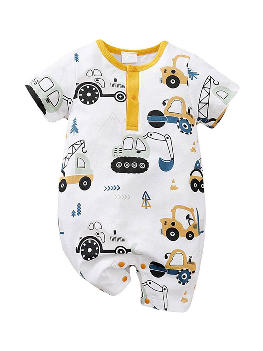 stylecast infant boys white graphic printed cotton rompers