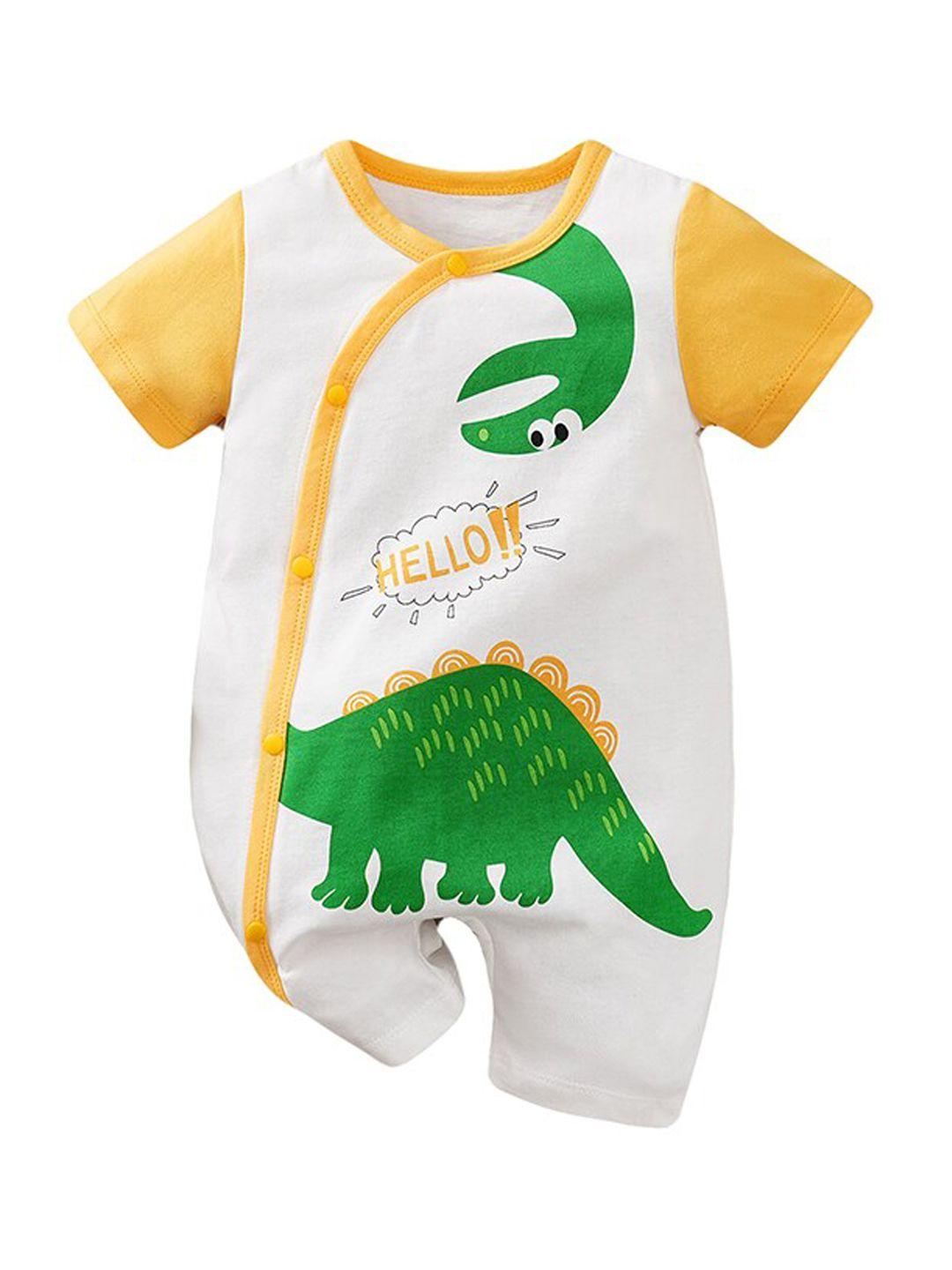 stylecast infant boys white graphic printed pure cotton rompers