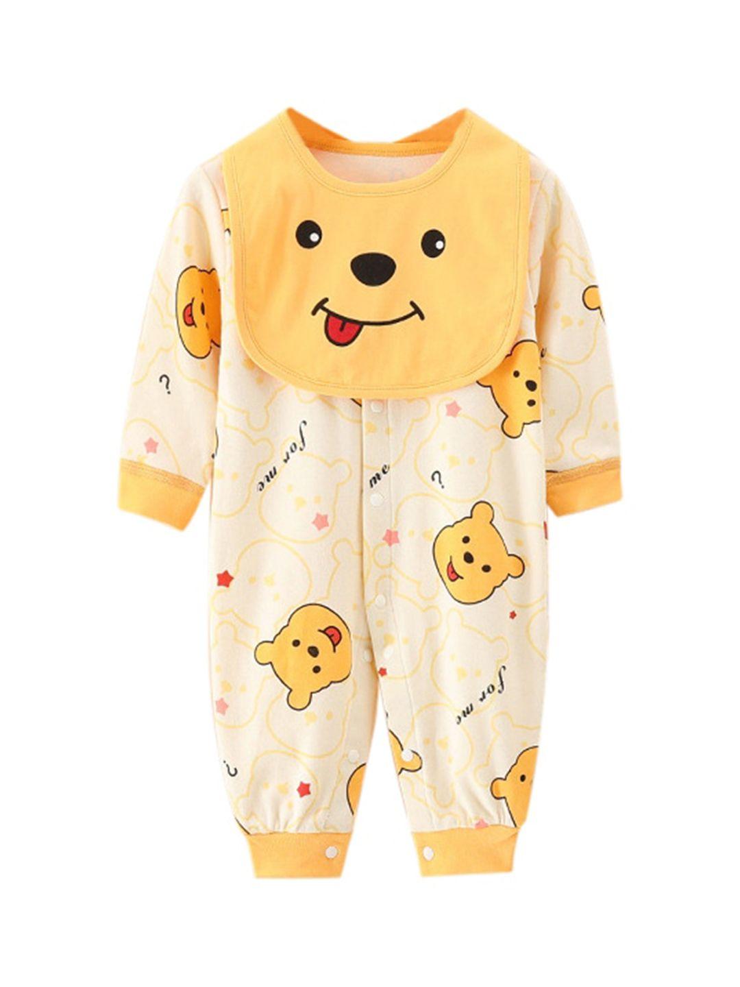 stylecast infant boys yellow graphic printed cotton rompers