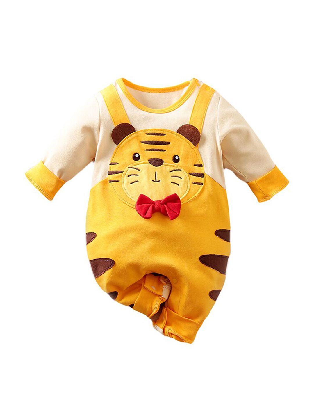 stylecast infant boys yellow graphic printed pure cotton rompers