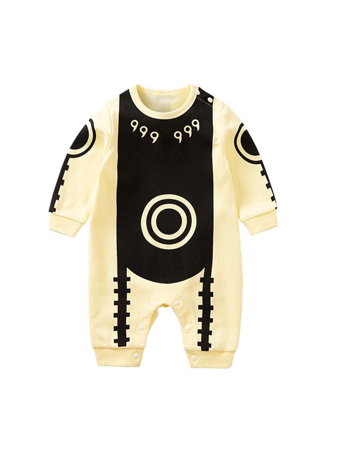 stylecast infant boys yellow printed cotton rompers