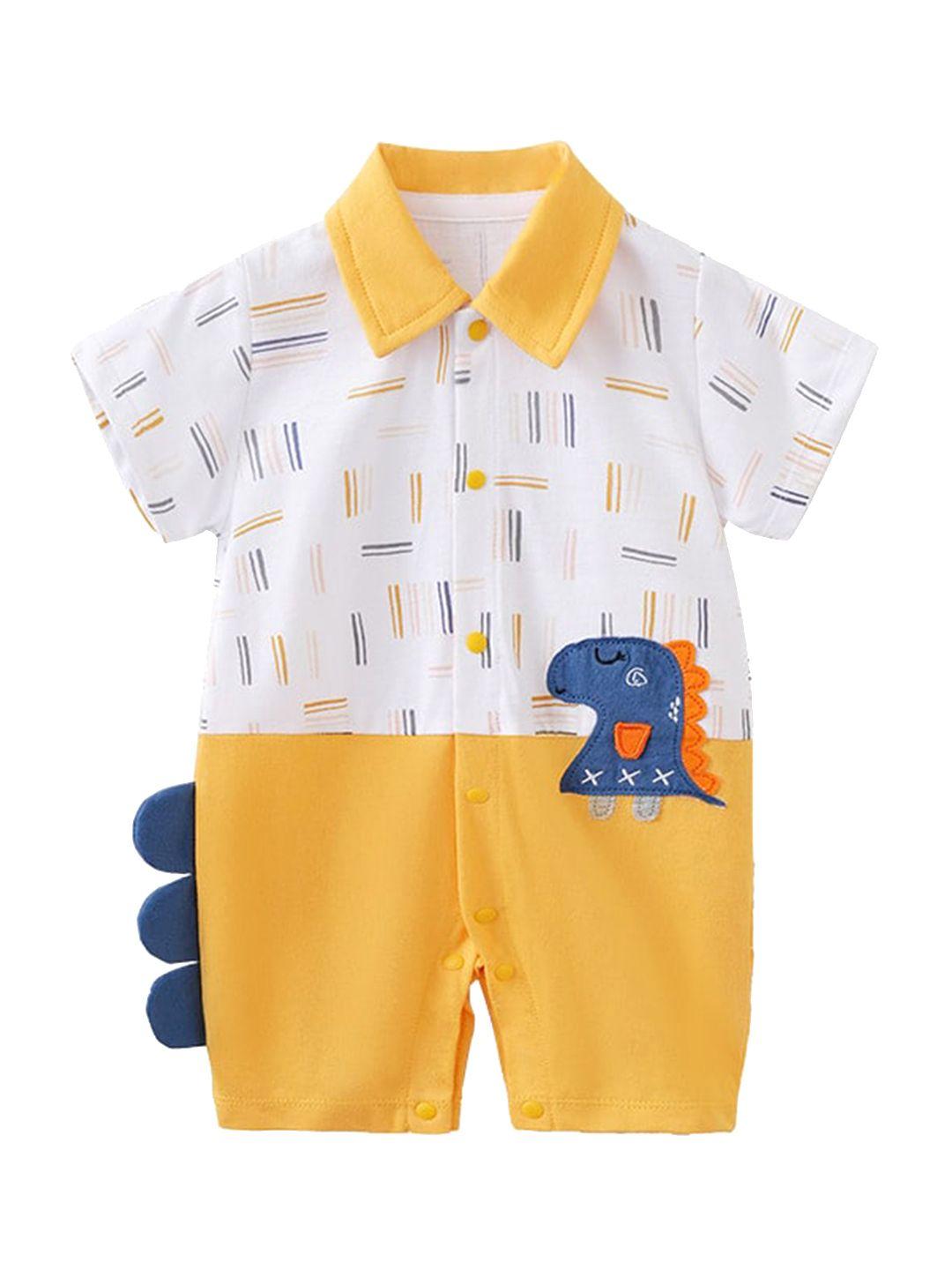 stylecast infant boys yellow printed cotton rompers