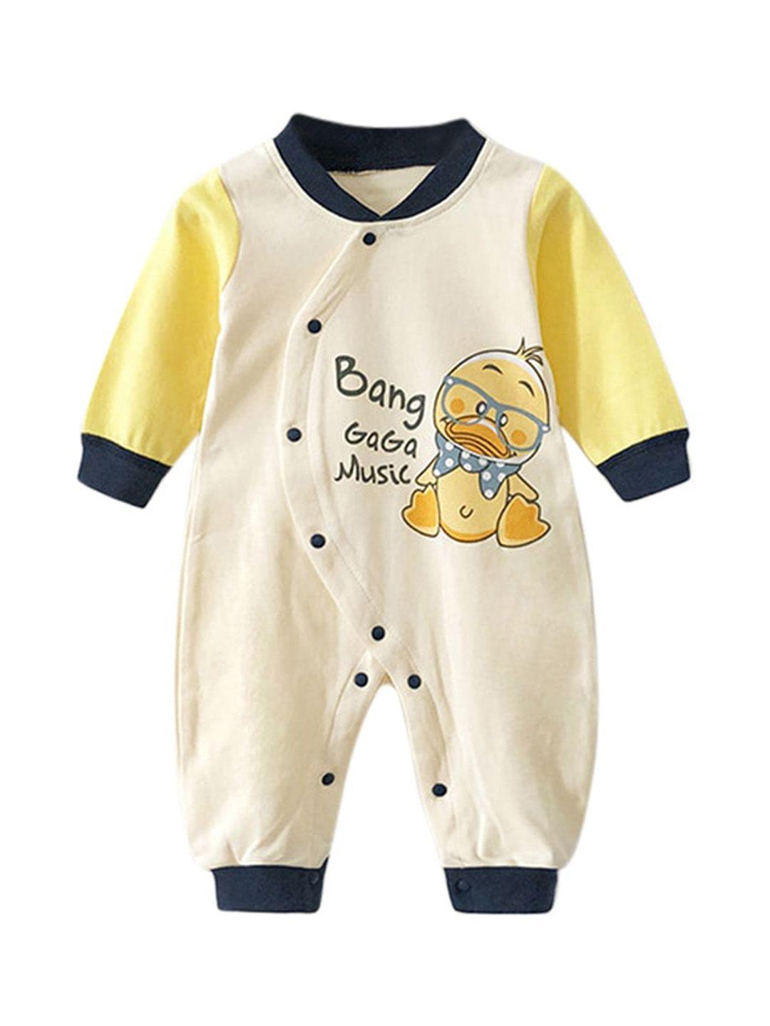 stylecast infant boys yellow typography printed pure cotton rompers