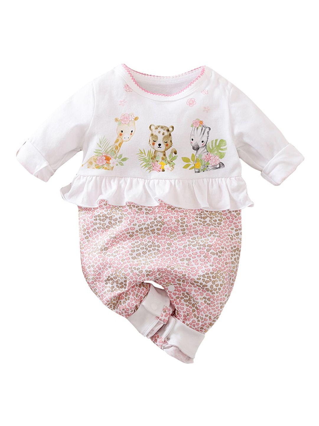 stylecast infant girls pink printed cotton romper