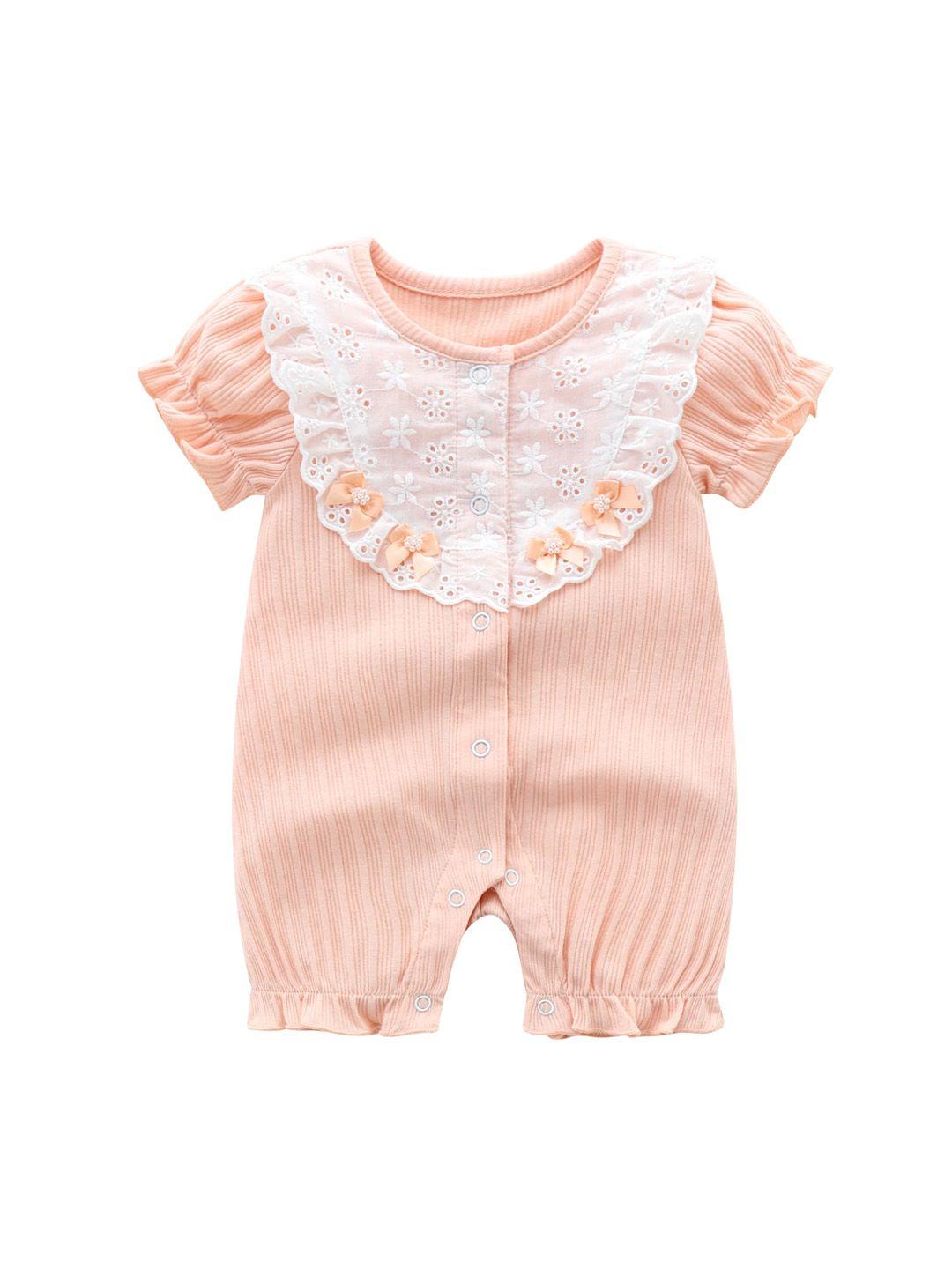 stylecast infant girls pink striped cotton rompers
