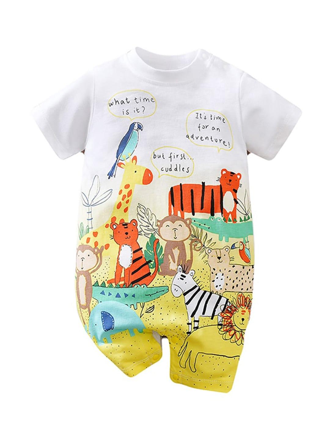 stylecast infant white conversational printed cotton rompers