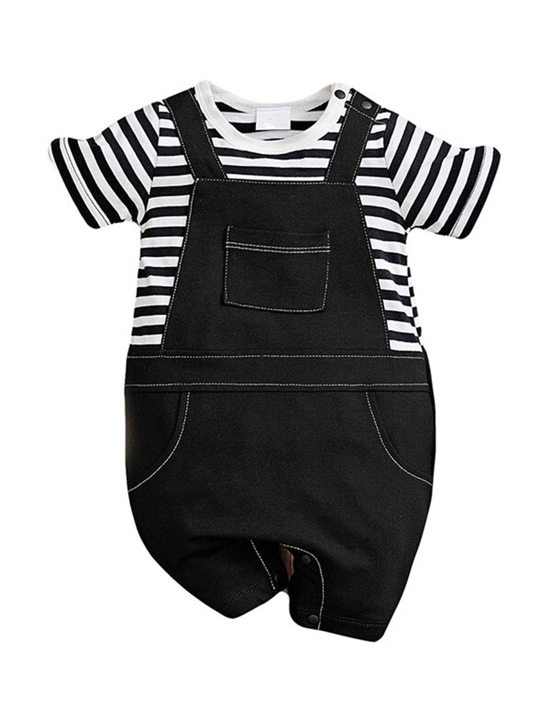 stylecast infants black striped pure cotton rompers