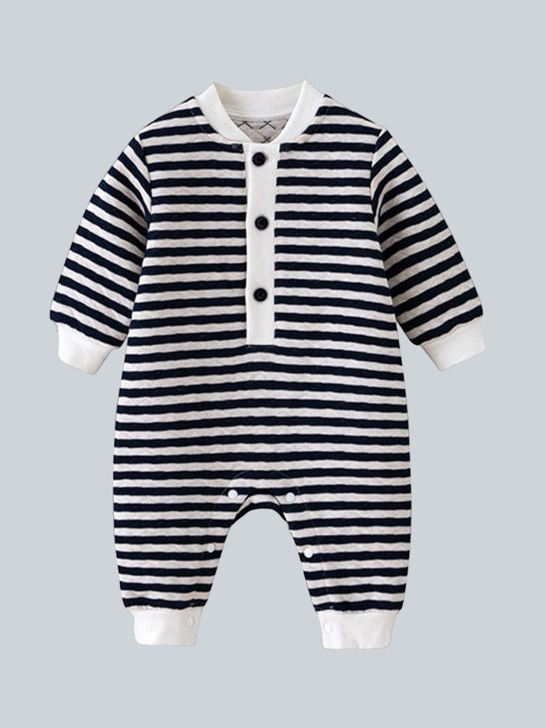stylecast-infants-boys-navy-blue-striped-cotton-rompers