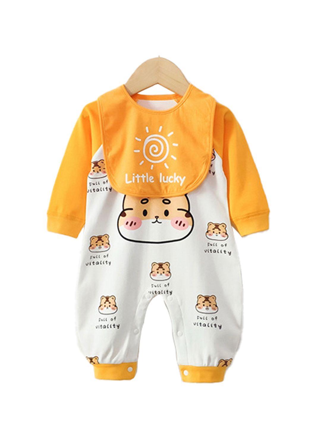 stylecast-infants-boys-printed-cotton-rompers-with-bib