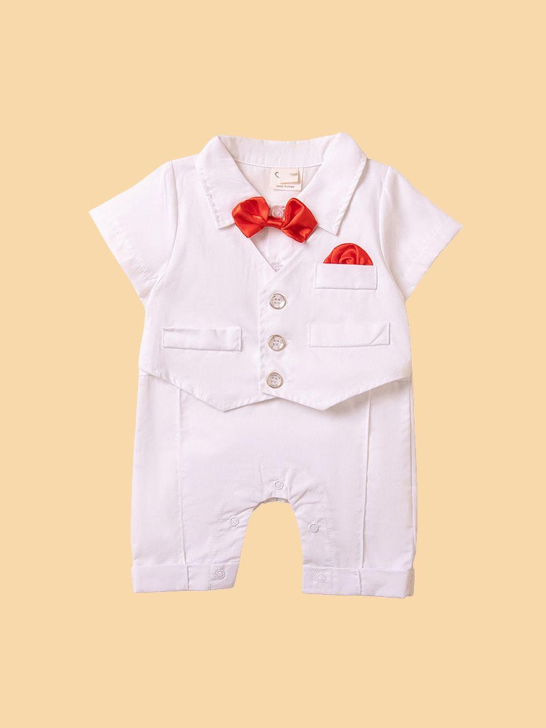 stylecast infants boys white cotton rompers