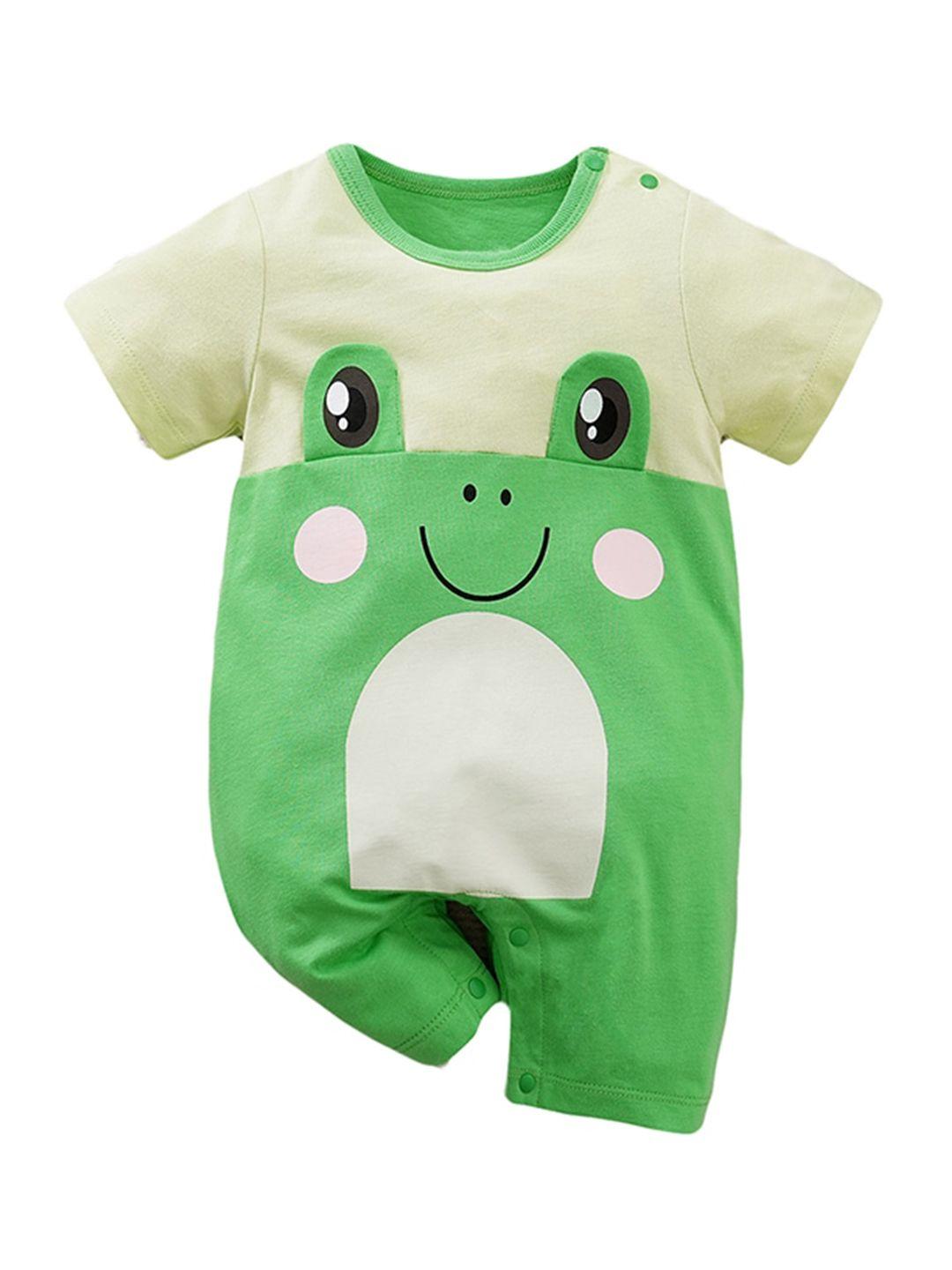 stylecast infants green graphic printed pure cotton rompers