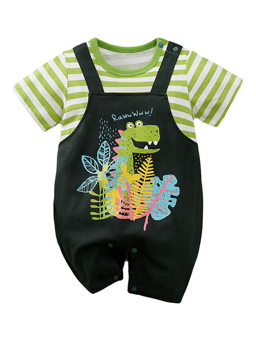 stylecast infants green printed pure cotton rompers