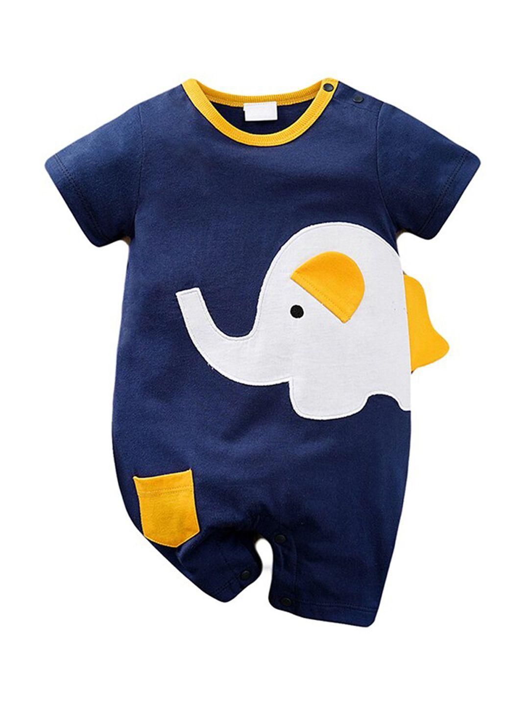 stylecast infants navy blue printed pure cotton romper