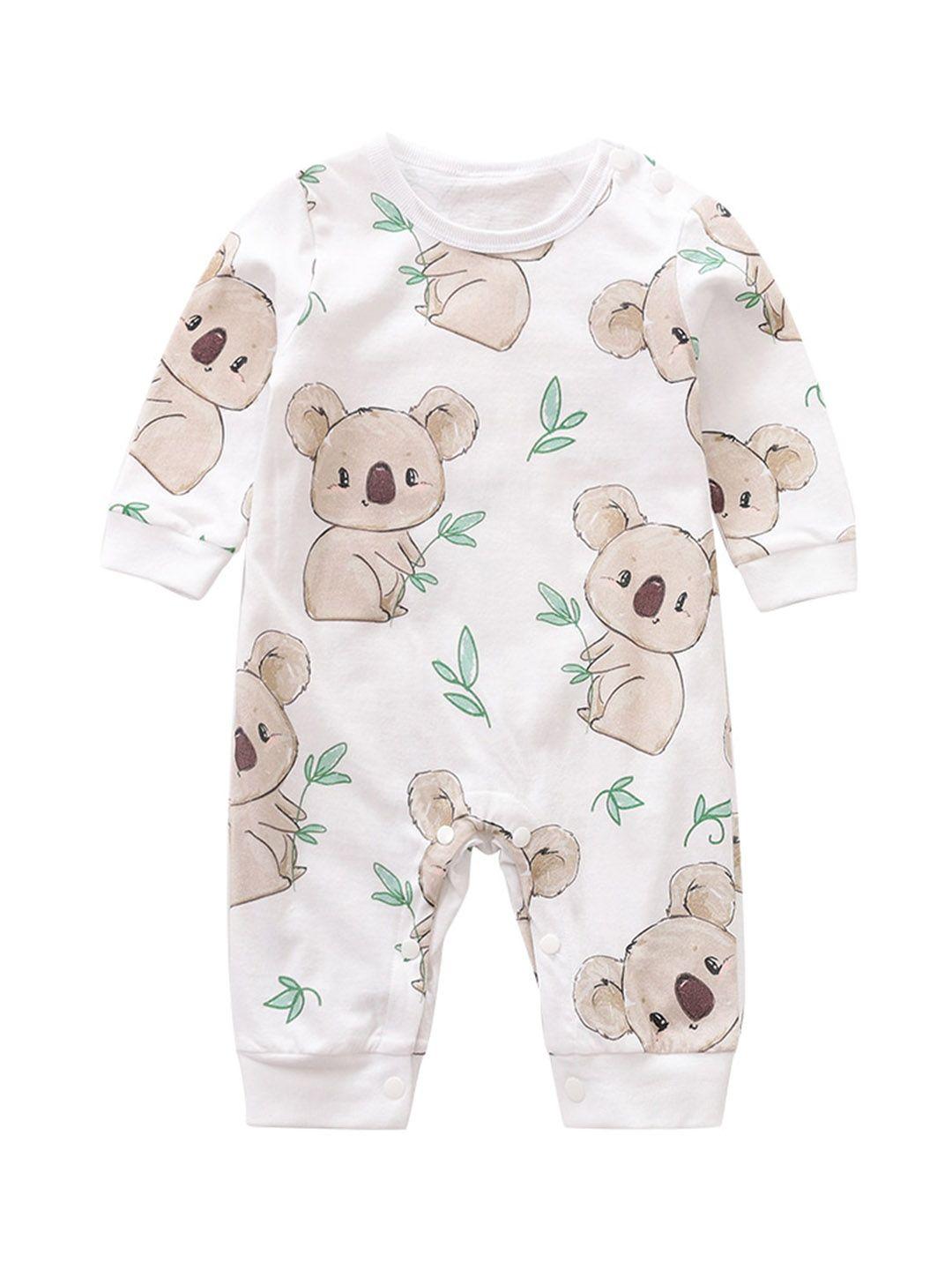 stylecast infants white conversational printed cotton rompers