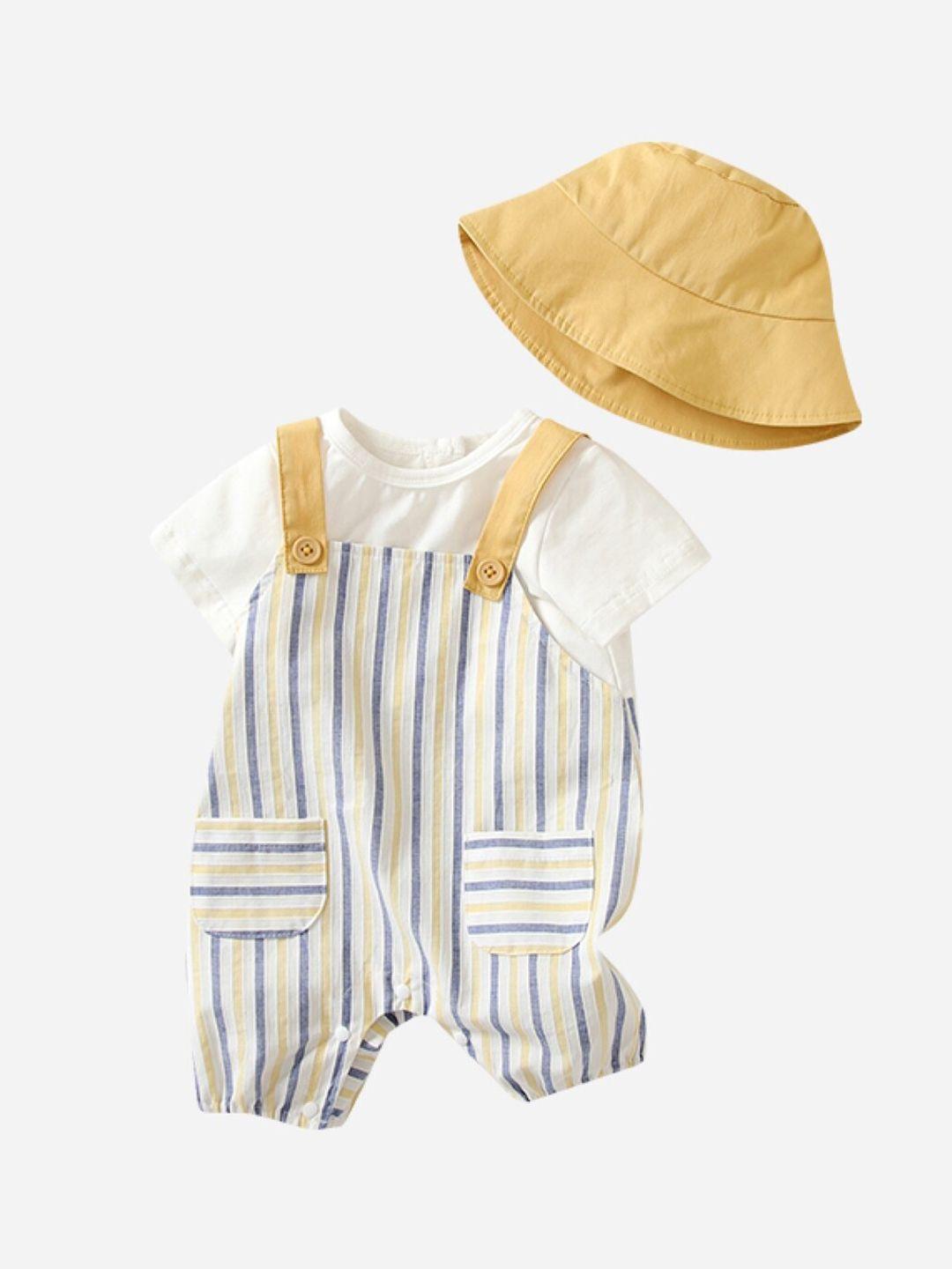stylecast-infants-yellow-&-white-striped-pure-cotton-romper