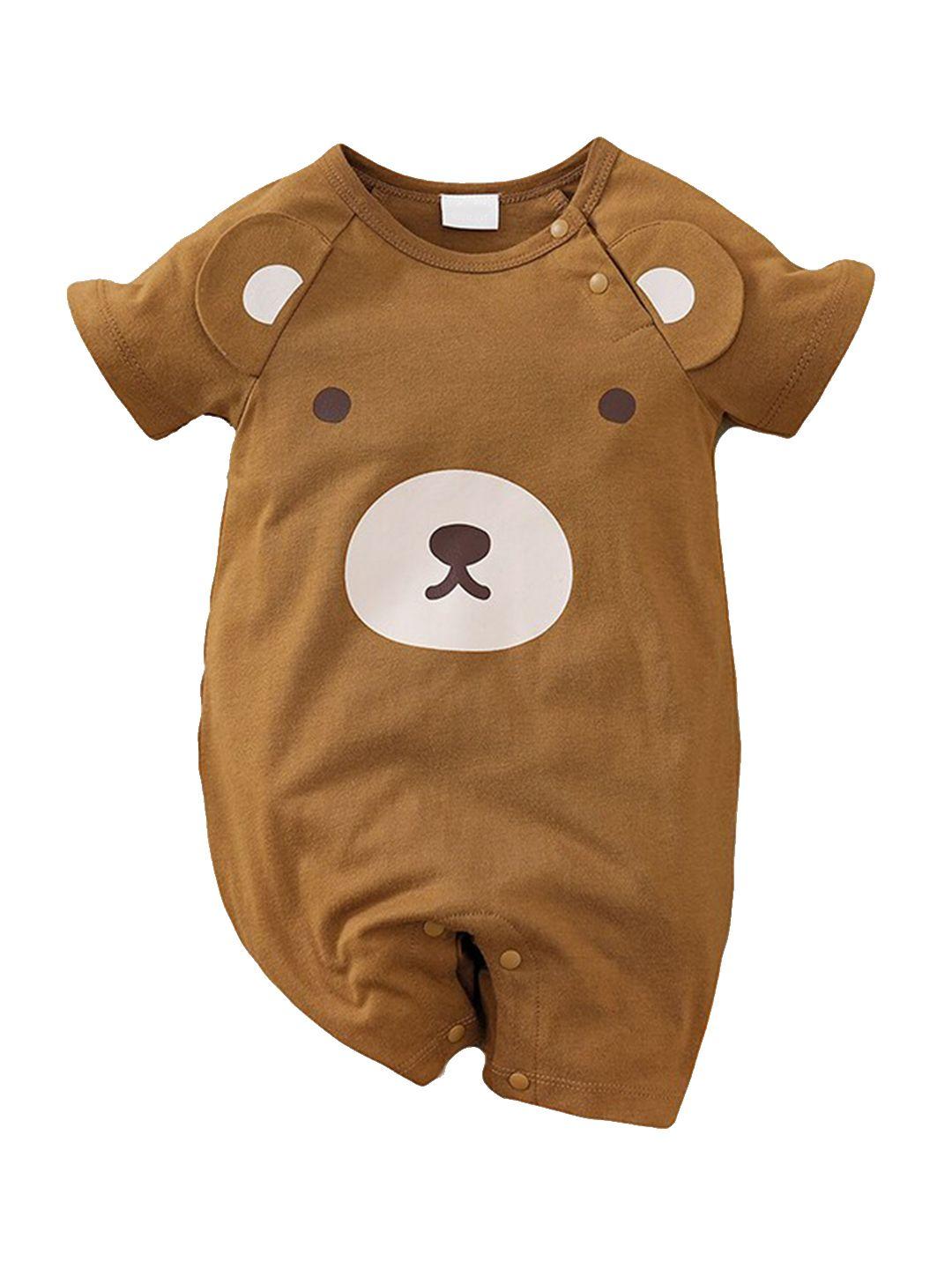 stylecast kids brown graphic printed pure cotton rompers