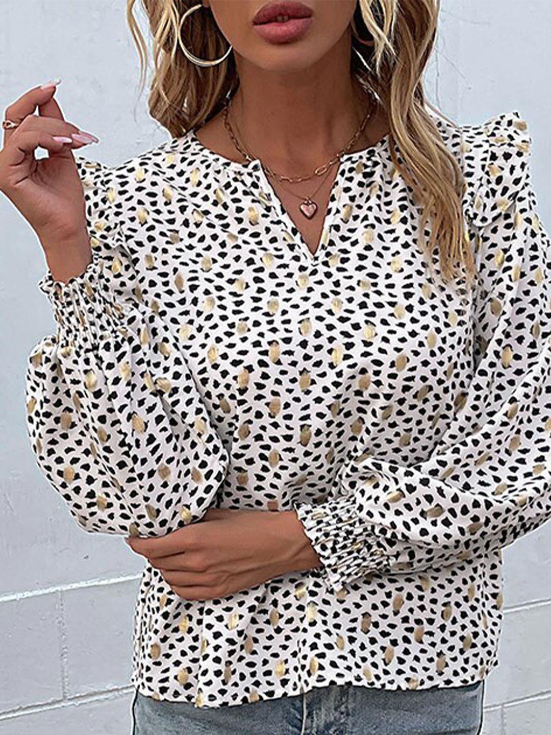 stylecast micro print puff sleeves top