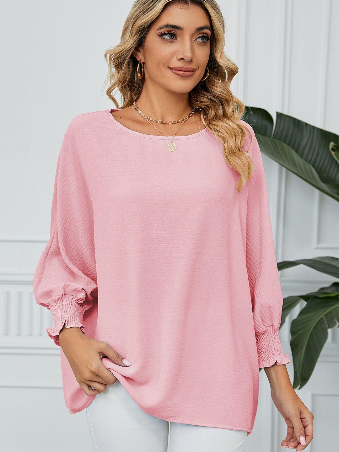 stylecast pink batwing sleeve chambray top