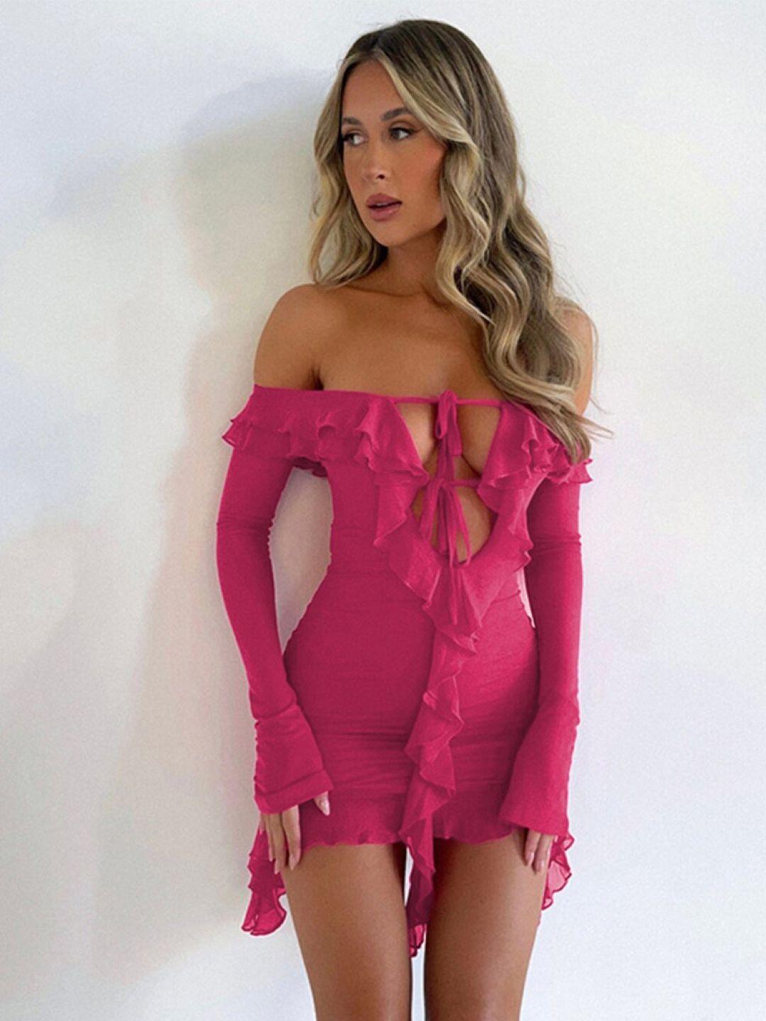 stylecast pink off-shoulder bodycon mini dress