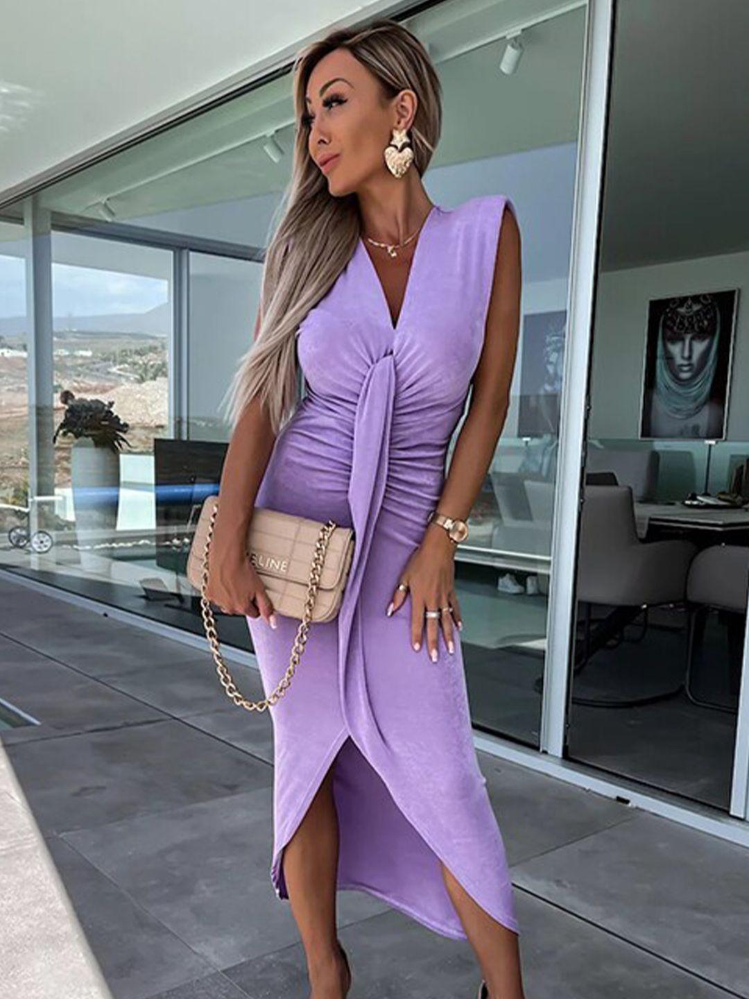 stylecast purple v-neck gathered maxi dress