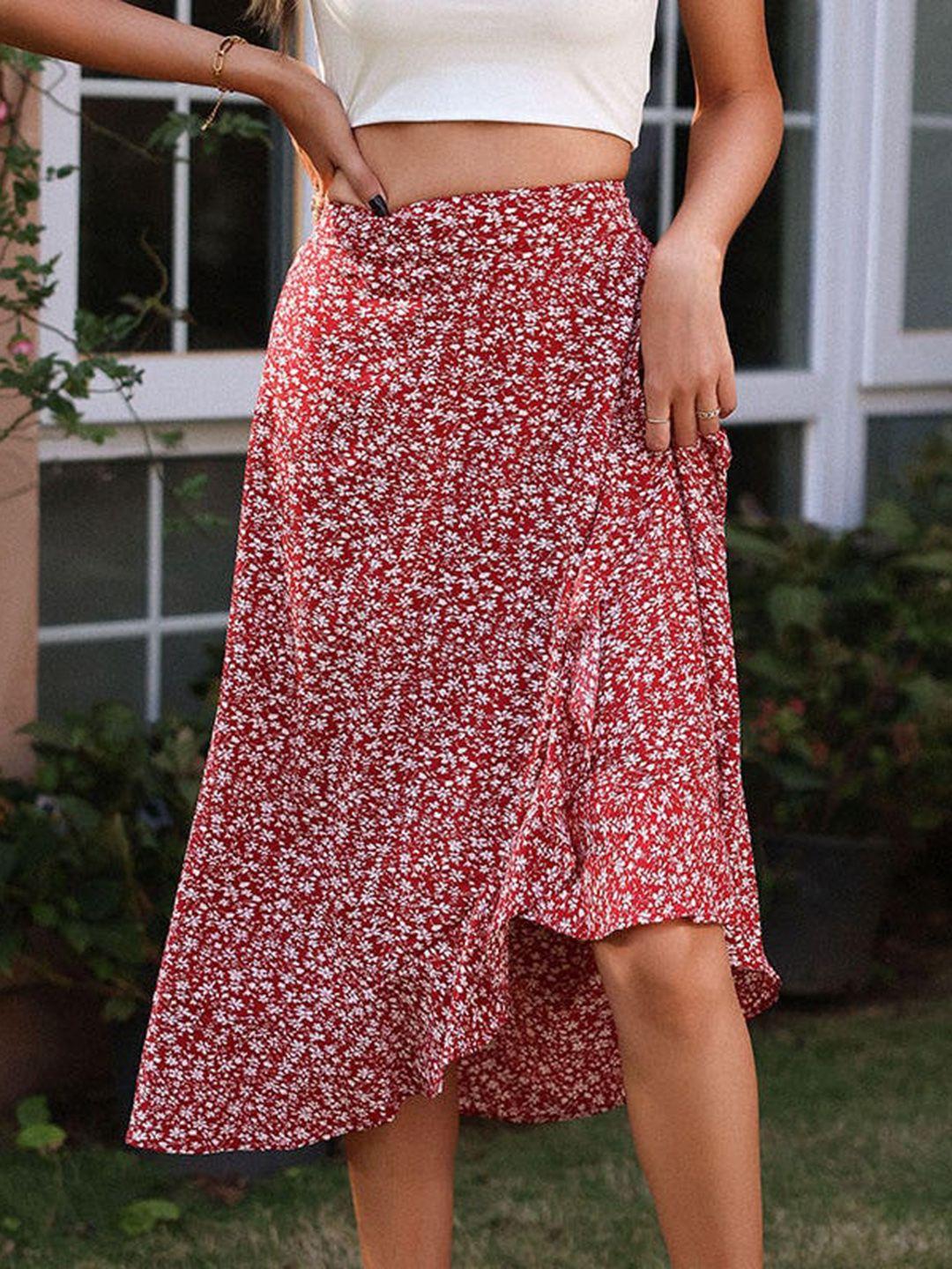 stylecast-red-floral-printed-wrap-midi-skirt