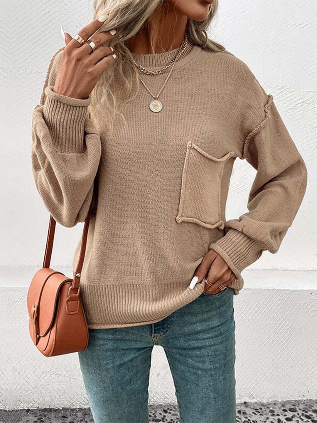 stylecast round neck acrylic pullover sweater