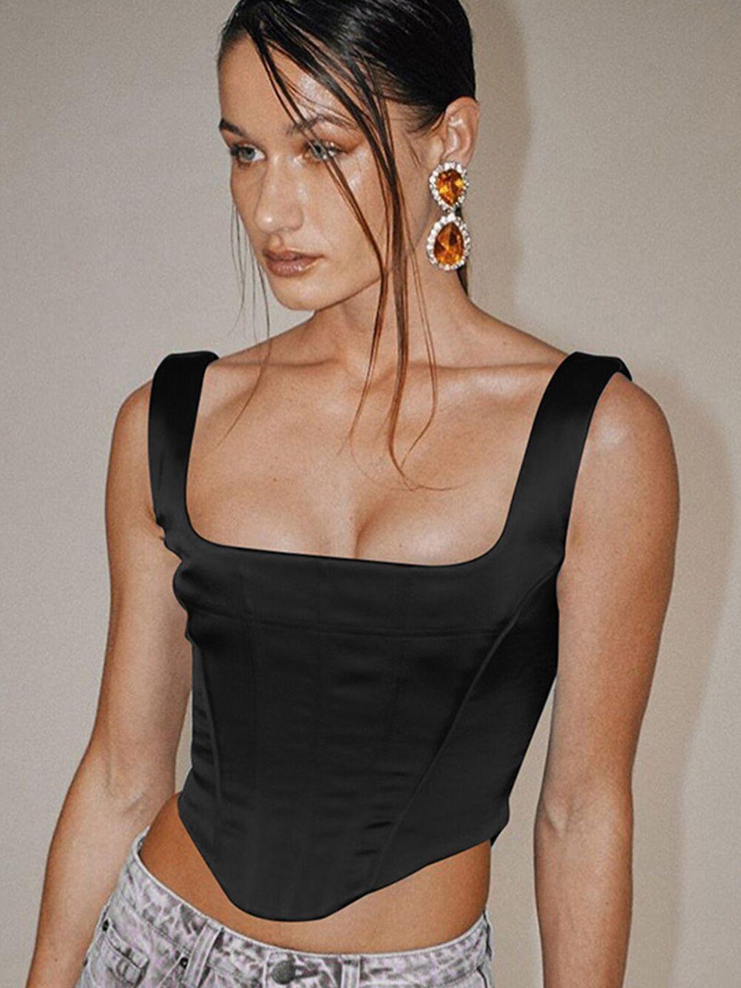stylecast shoulder strapped fitted crop top