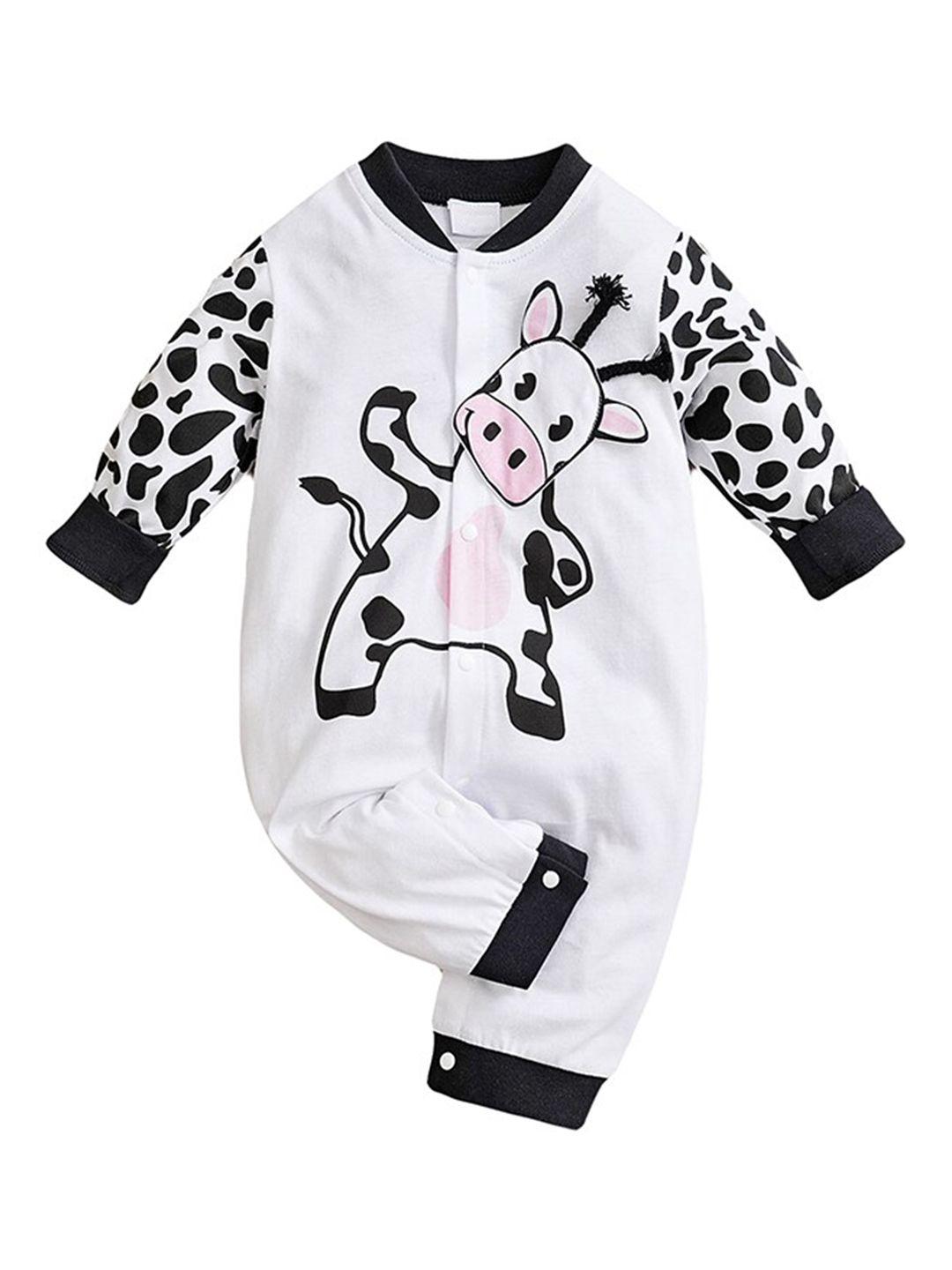 stylecast white & black infants printed cotton rompers