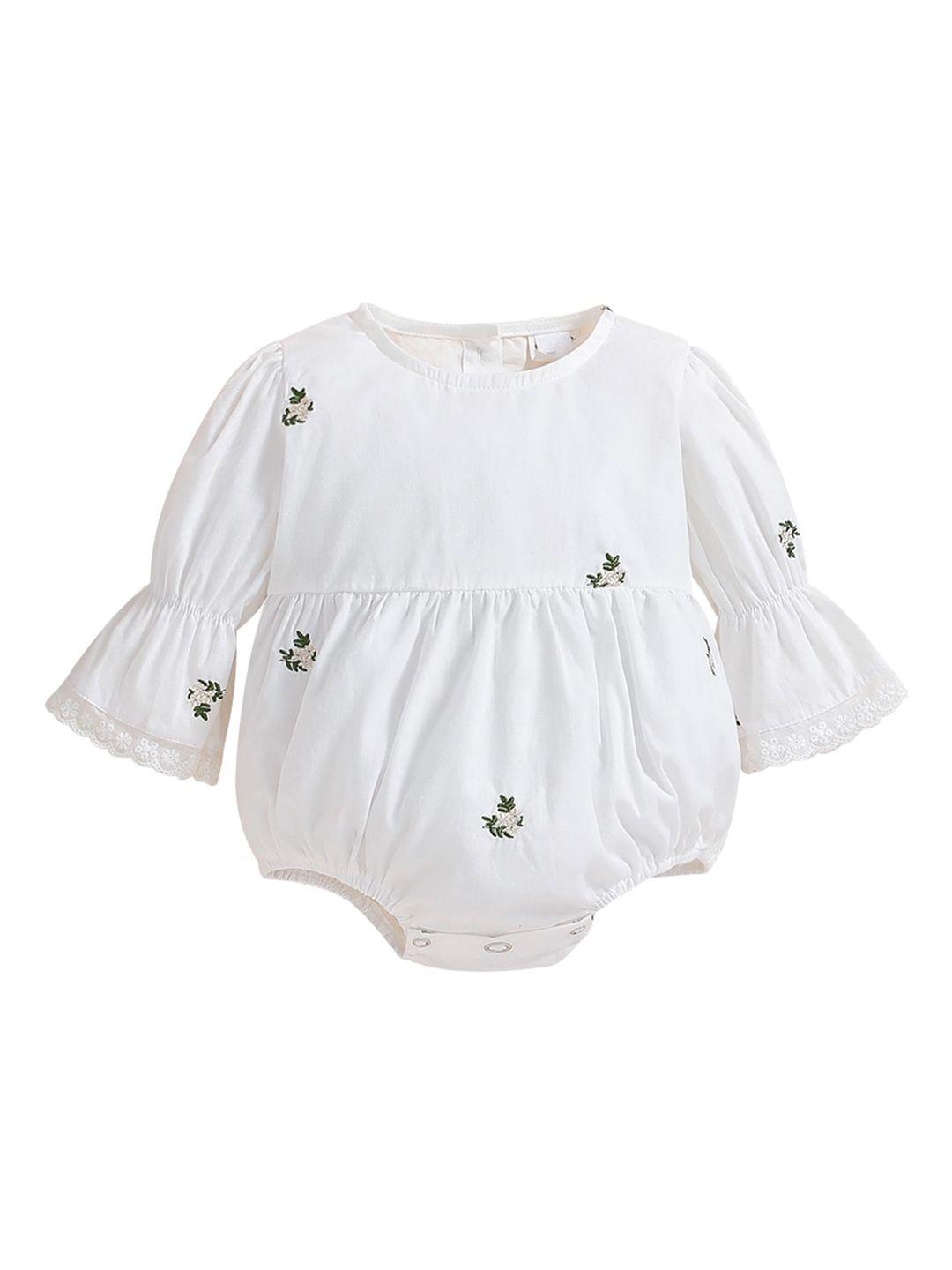 stylecast white infant girls embroidered cotton romper