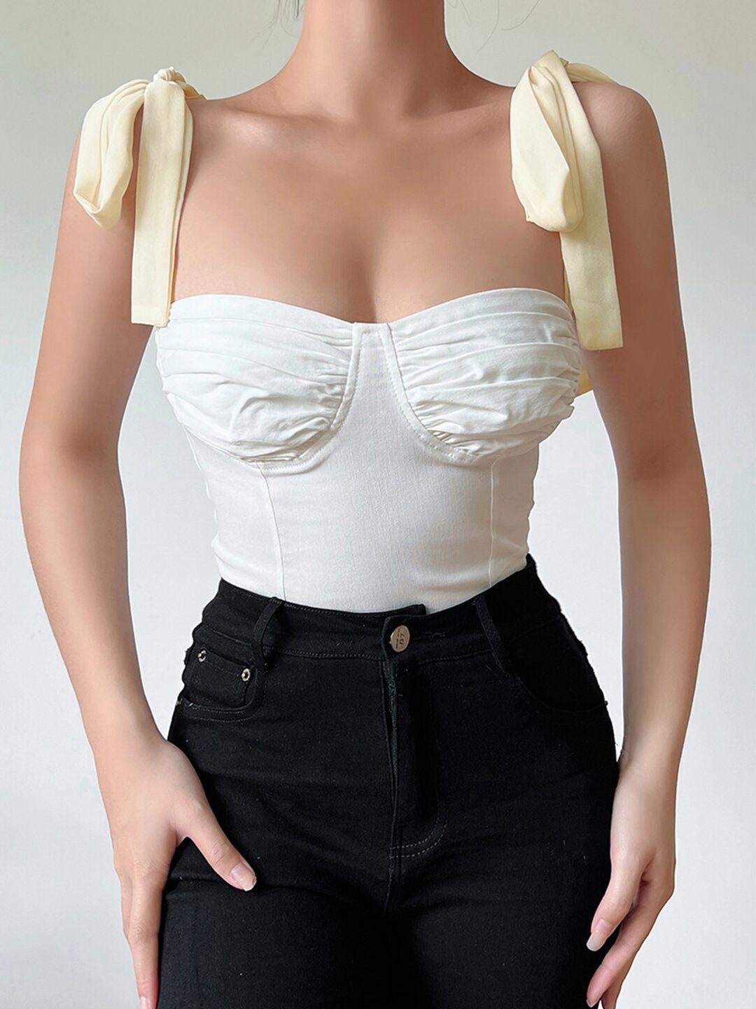 stylecast white shoulder strap fitted top