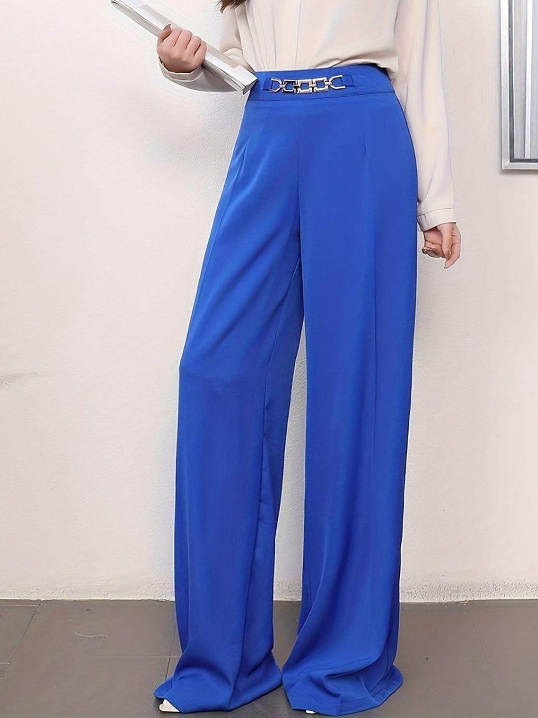 stylecast women blue flared trousers