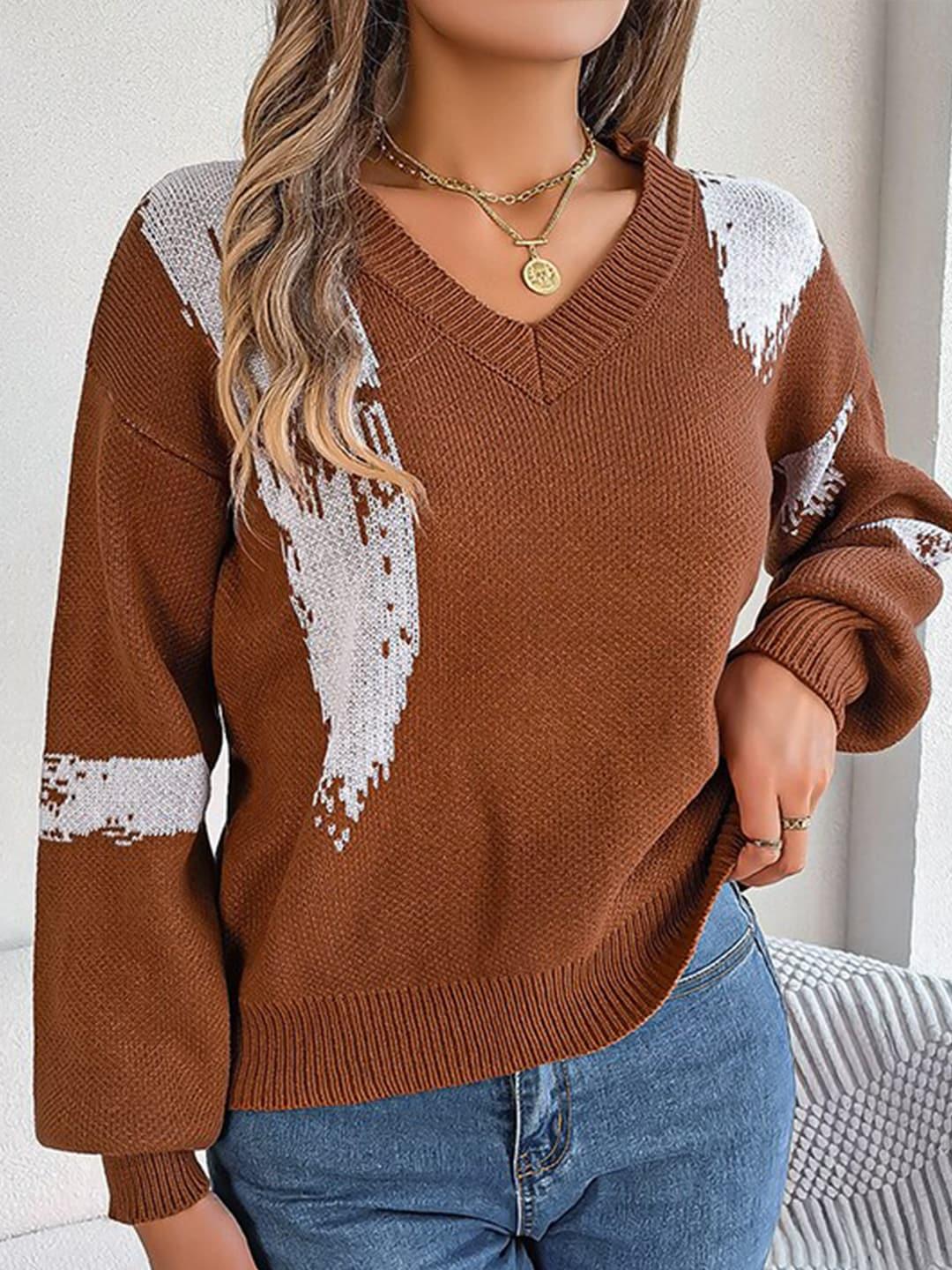 stylecast women brown printed pullover